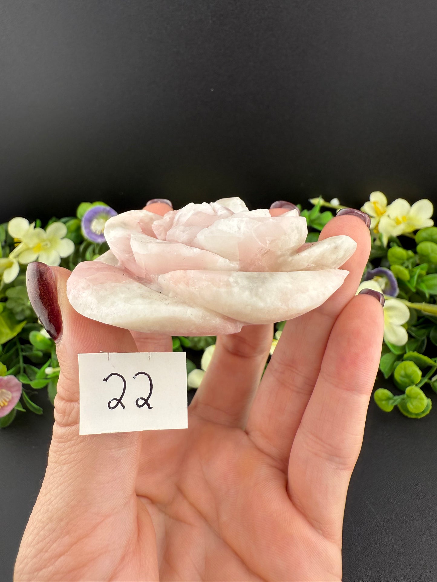 Pink Opal Rose Carvings