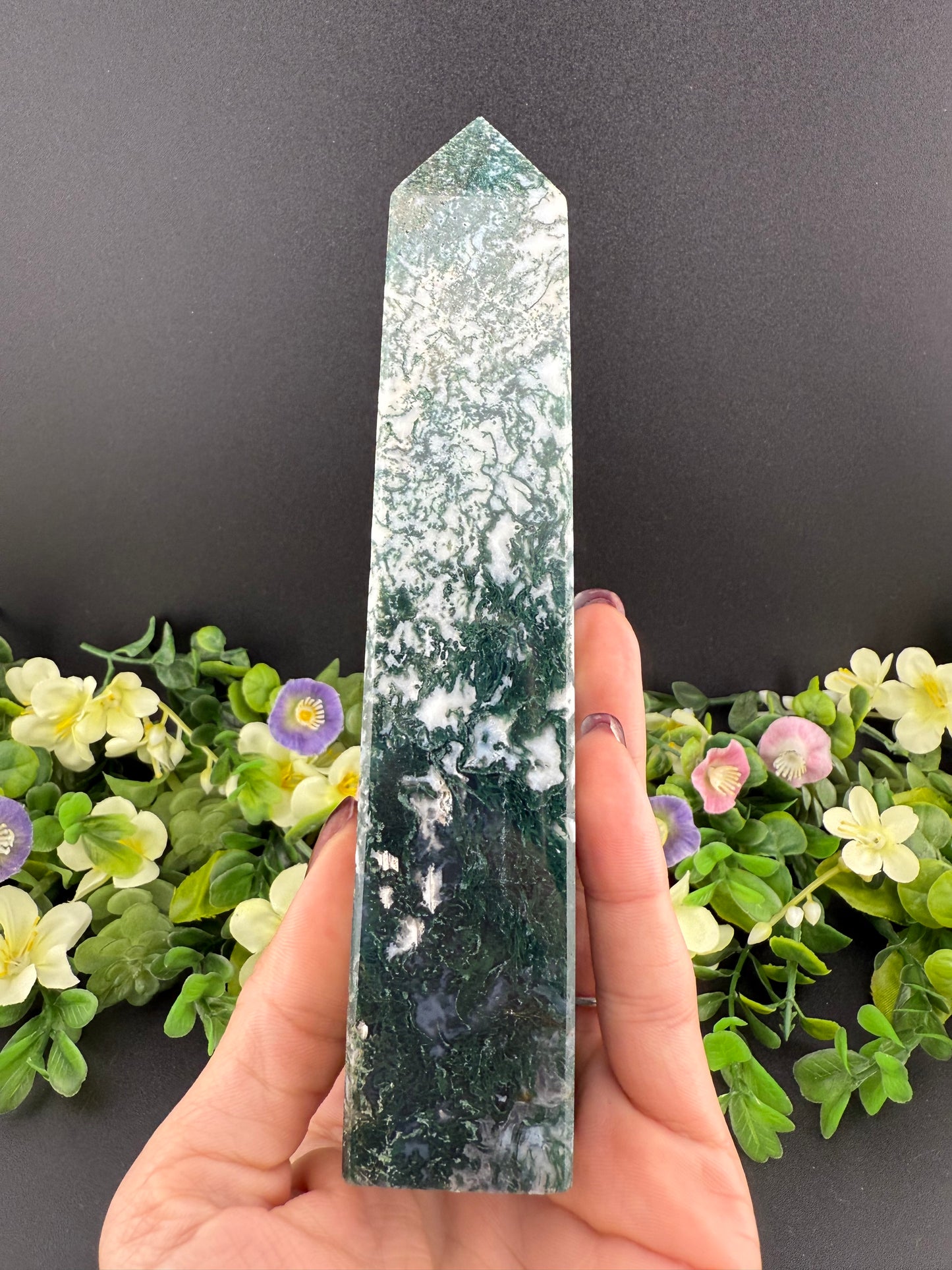 Tall Moss Agate Tower