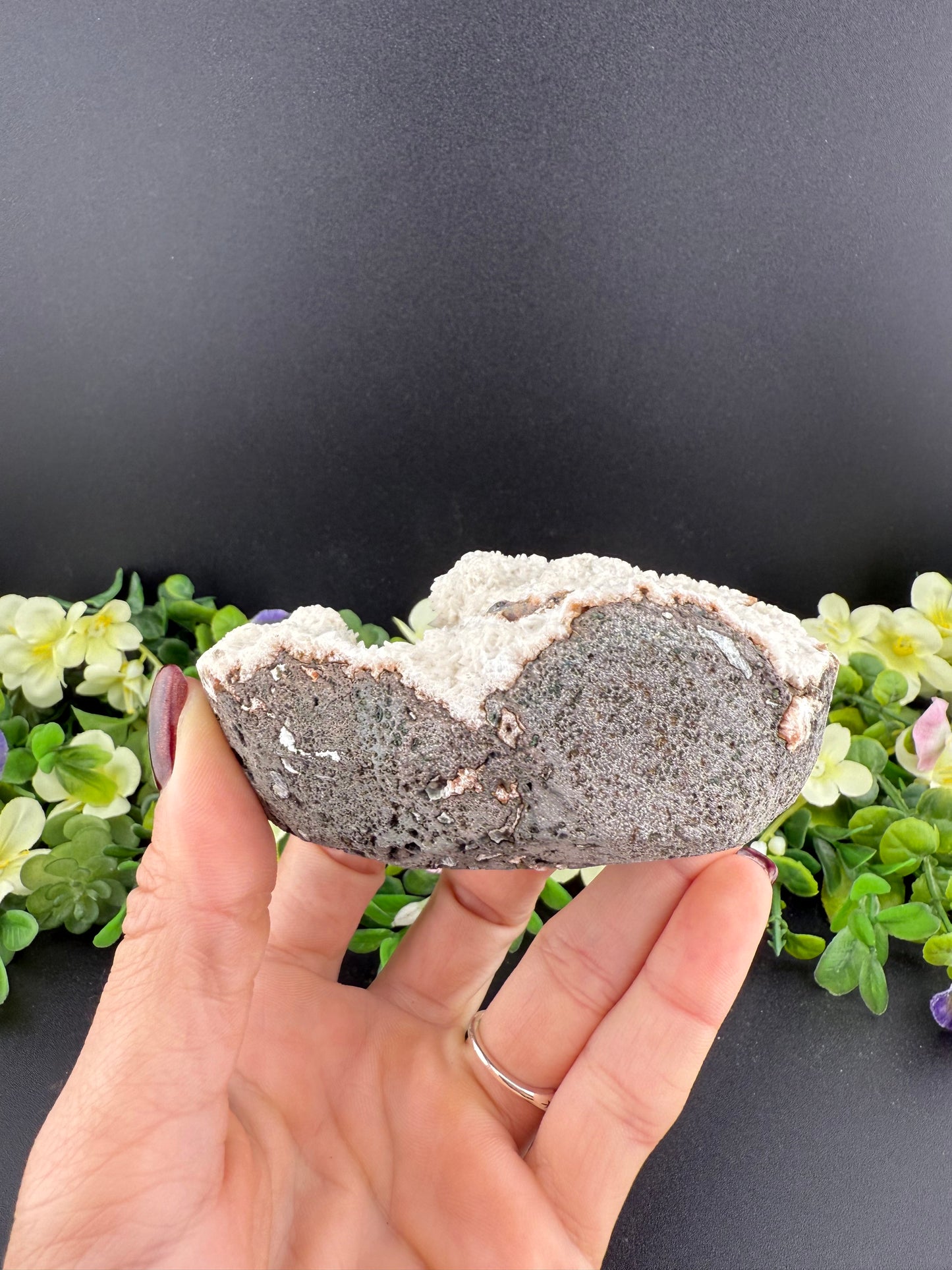 Snow Agate on Lava Stone Cluster