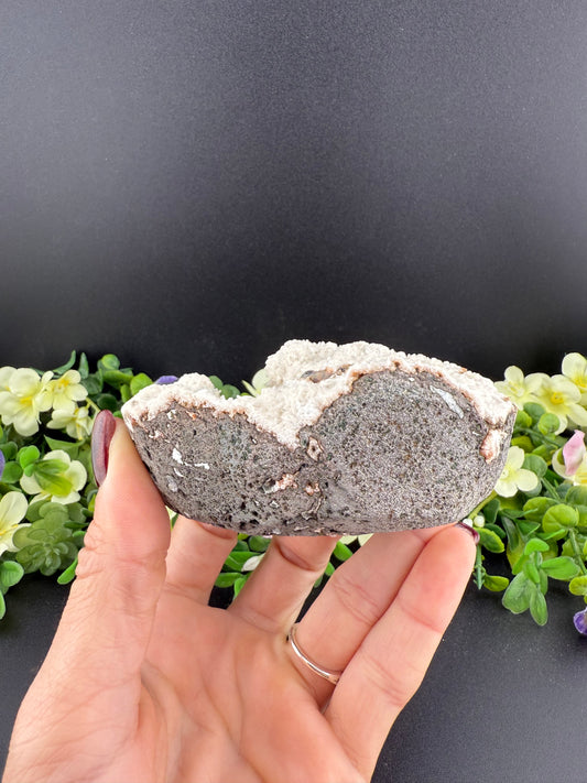 Snow Agate on Lava Stone Cluster