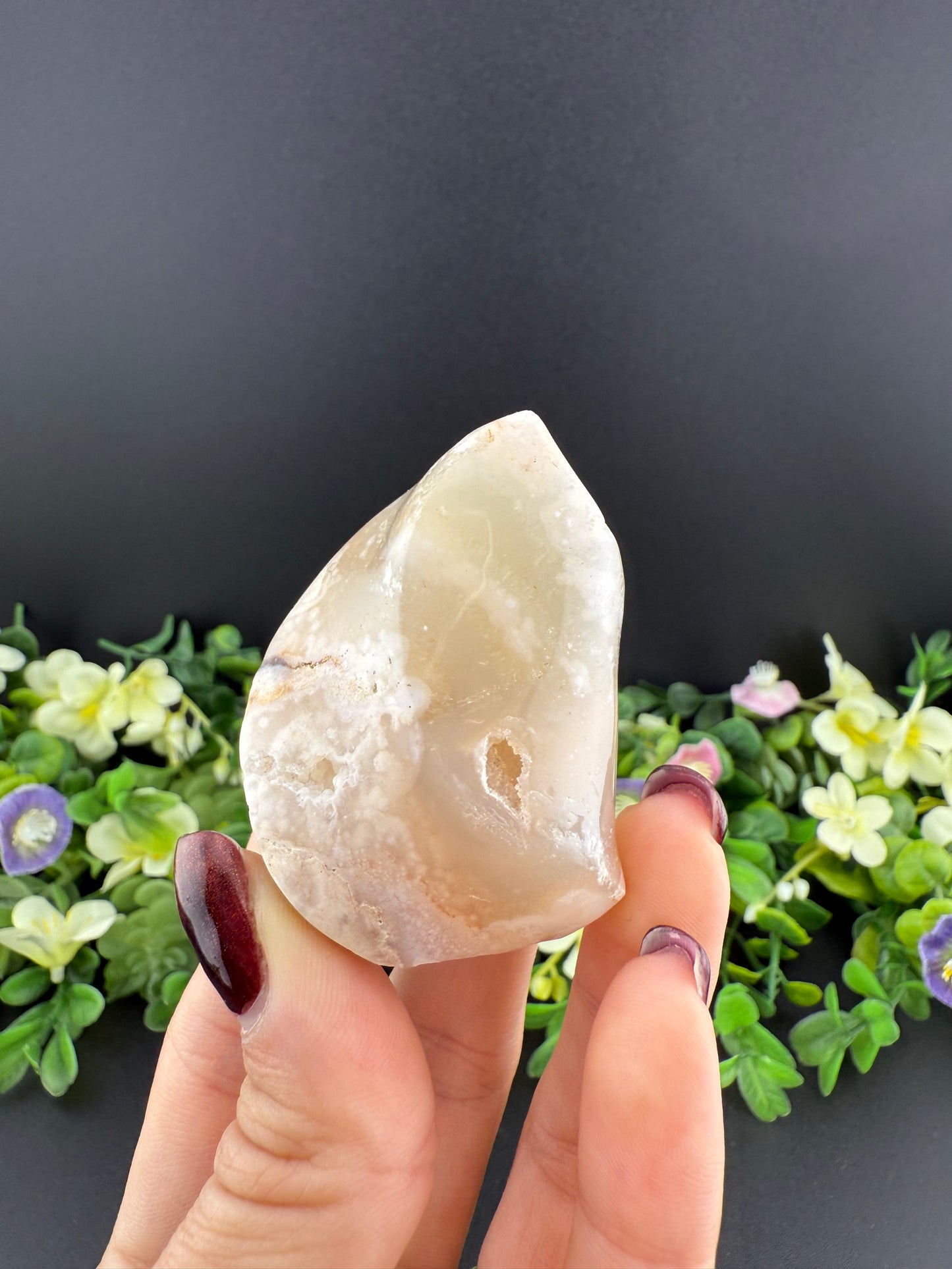 Small Druzy Flower Agate Flame