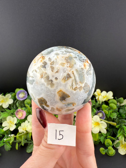 White Moss Agate Spheres