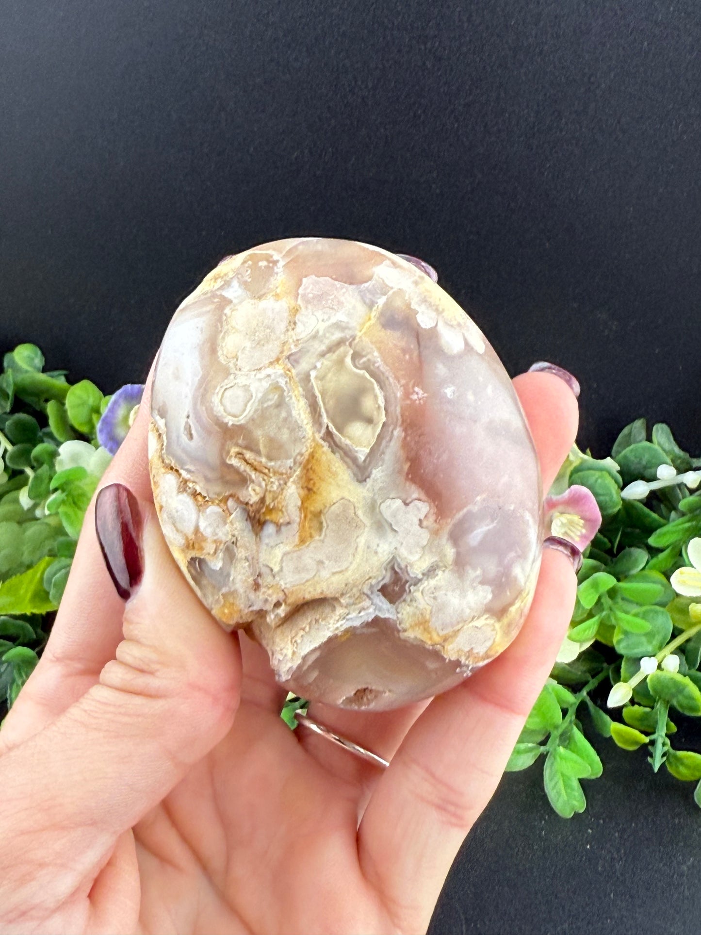 Large Druzy Flower Agate Palmstone