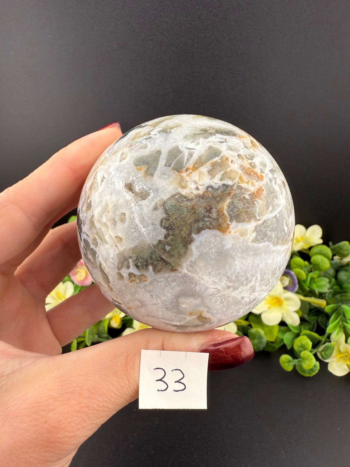 White Moss Agate Spheres