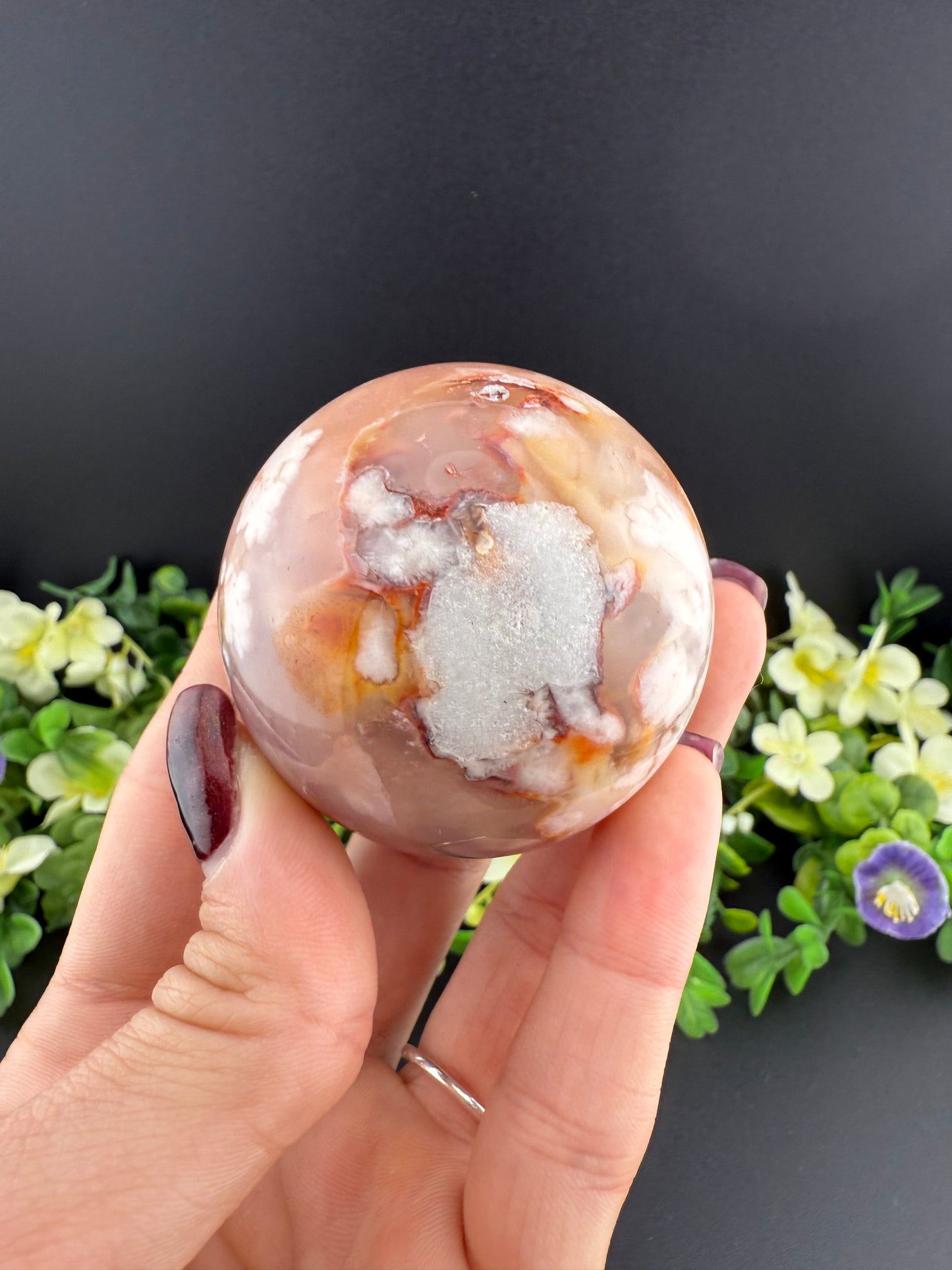 Carnelian Flower Agate Sphere